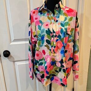 Colorful Floral Button-Front Shirt - Multicolor Bloom